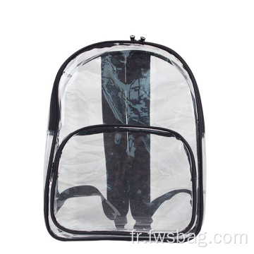 PVC transparent personnalisé à vin bon marché Custom Voir par le logo de sacs à dos clear de l&#39;étudiant de la sécurité scolaire